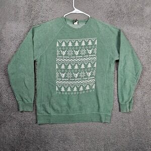 Stone Brewing Mens Green Fair Isle Gargoyle Holiday‎ Sweatshirt Large Craft Beer